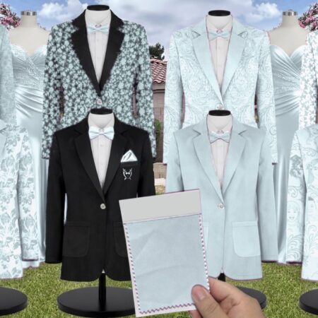 Azazie Floral Burnout Mist Suit and Tuxedo – Exact Color Match for Azazie Dresses