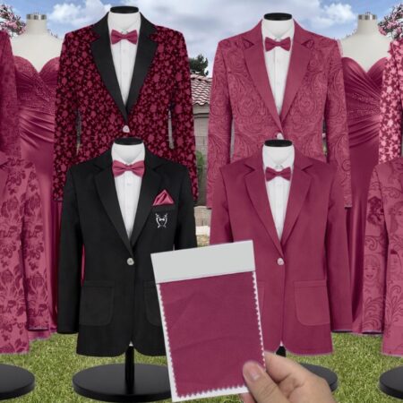 Azazie Stretch Satin Mulberry Suit and Tuxedo – Exact Color Match for Azazie Dresses