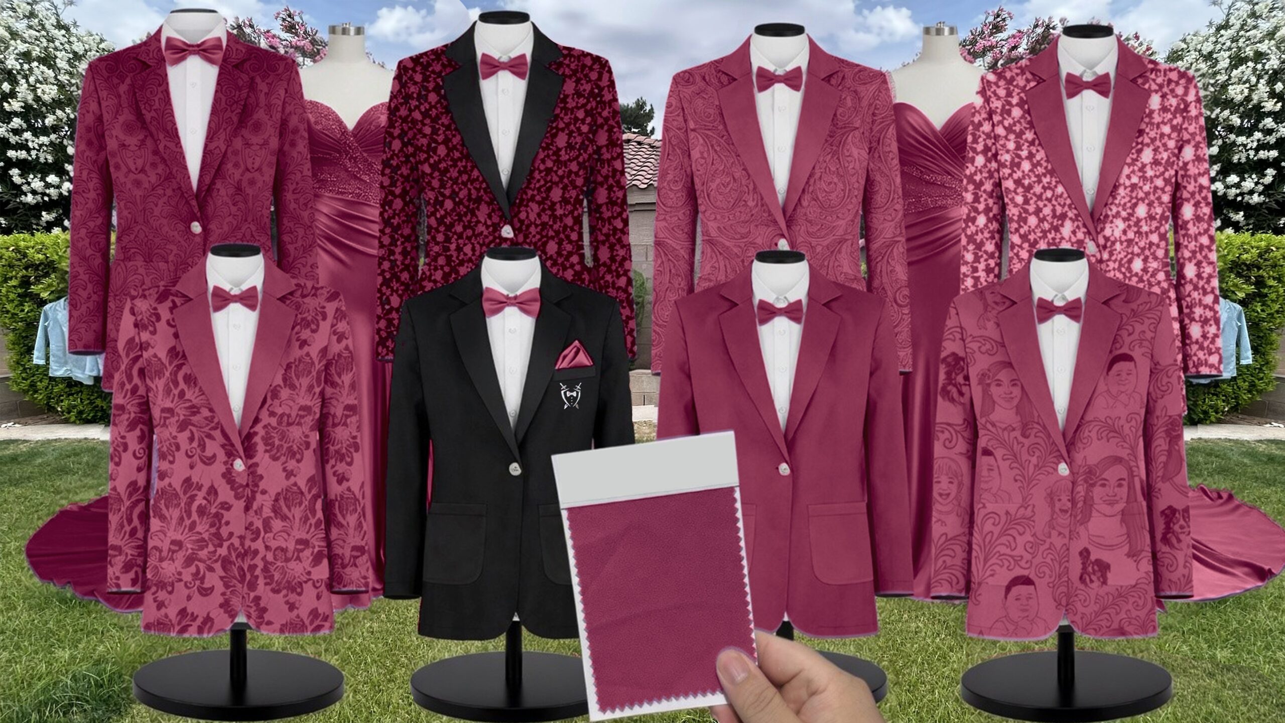 Azazie Stretch Satin Mulberry Suit and Tuxedo – Exact Color Match for Azazie Dresses