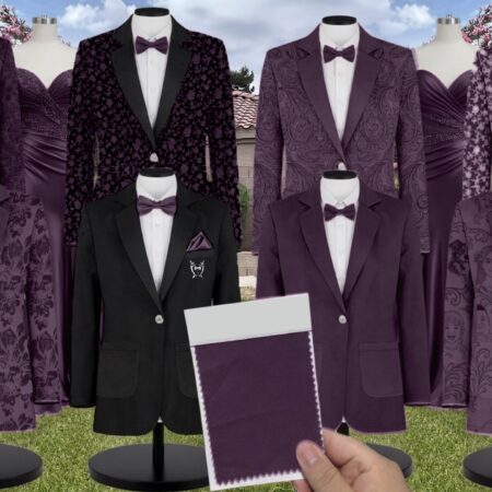 Plum Shrubbery Suit and Tuxedo – Exact Color Match for Azazie Bridesmaid Dresses