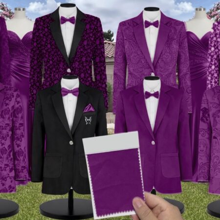 Azazie Stretch Satin Plum Suit and Tuxedo – Exact Color Match for Azazie Dresses