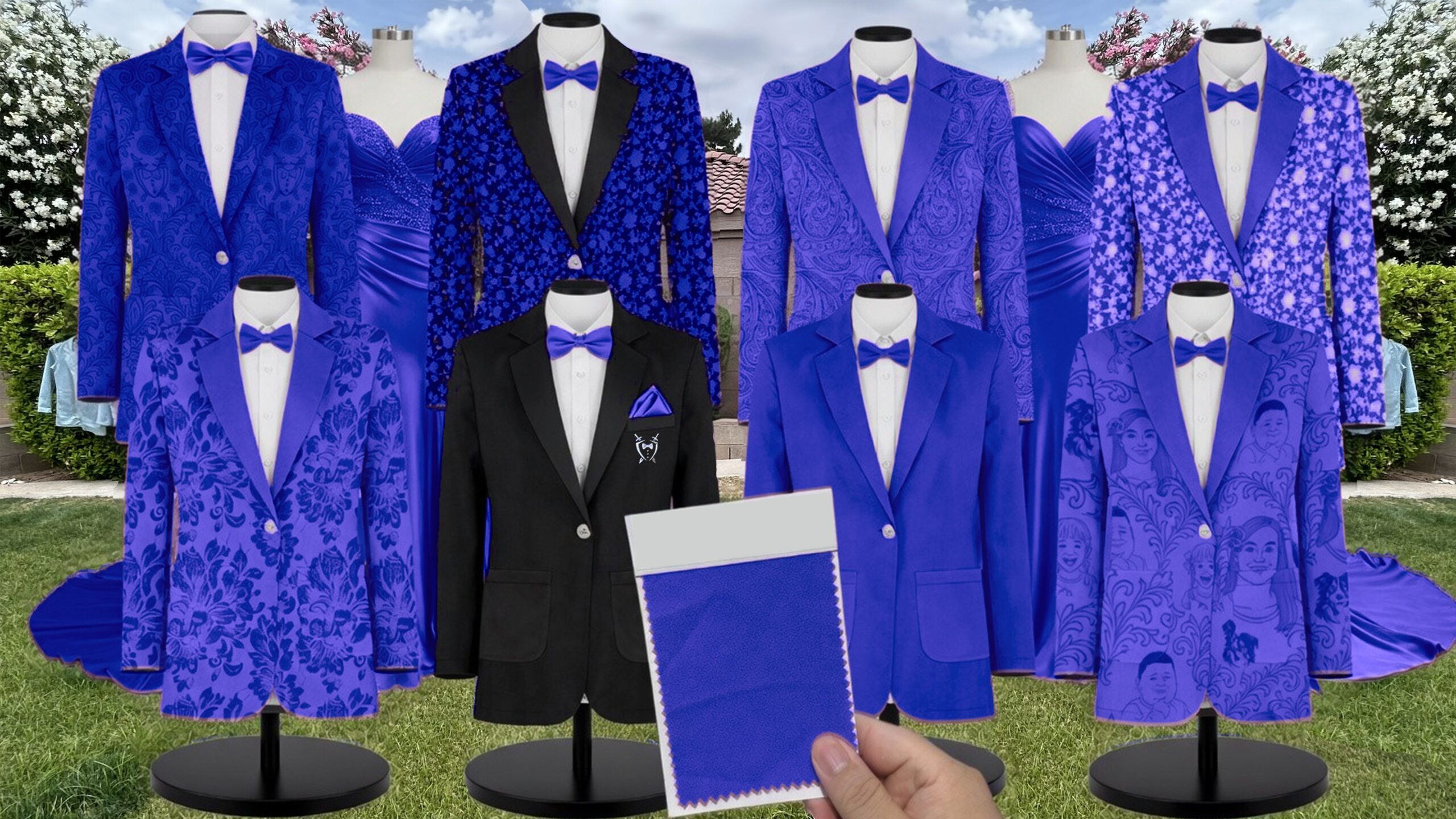 Azazie Chiffon Royal Blue Suit and Tuxedo – Exact Color Match for Azazie Dresses