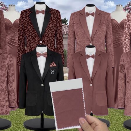 Salmon Pink Suit and Tuxedo – Exact Color Match for Azazie Salmon Pink Bridesmaid Dresses