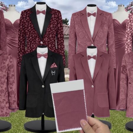 Azazie Chiffon Sangria Suit and Tuxedo – Exact Color Match for Azazie Dresses