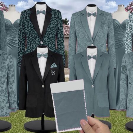 Sea Glass Suit and Tuxedo – Exact Color Match for Azazie Sea Glass Bridesmaid Dresses
