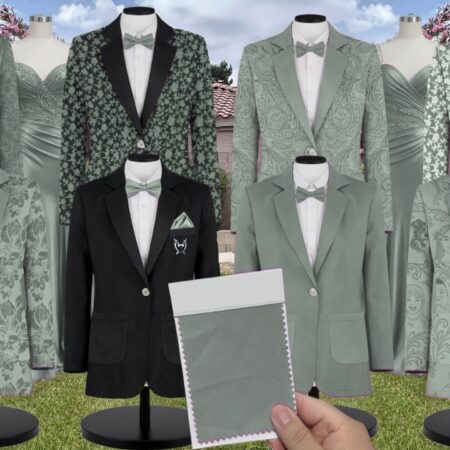 Azazie Chiffon Silver Suit and Tuxedo – Exact Color Match for Azazie Dresses