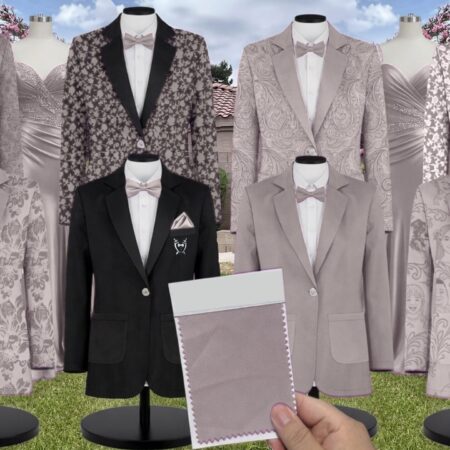 Azazie Metallic Satin Silver Suit and Tuxedo – Exact Color Match for Azazie Dresses