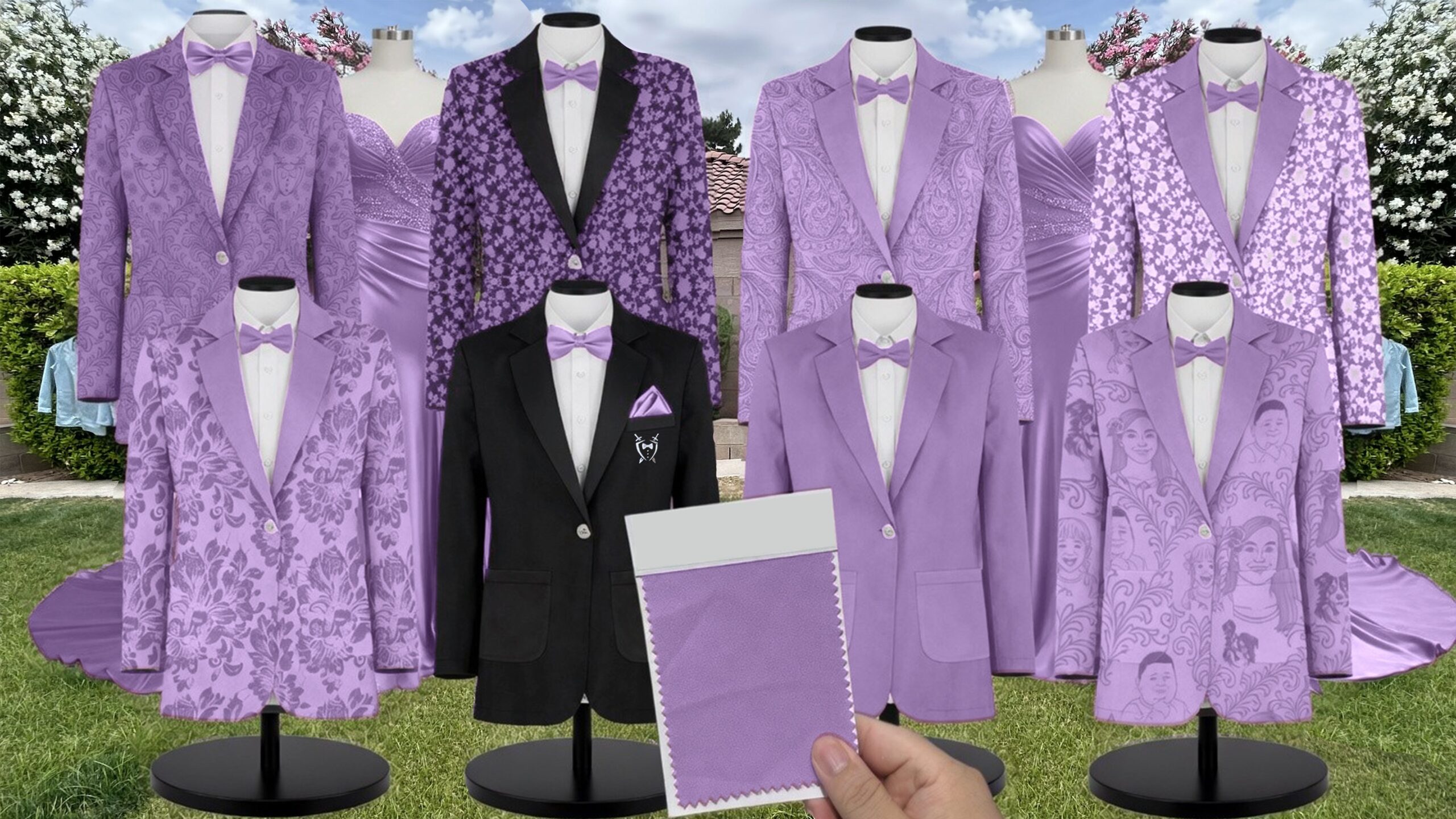 Azazie Stretch Satin Tahiti Suit and Tuxedo – Exact Color Match for Azazie Dresses