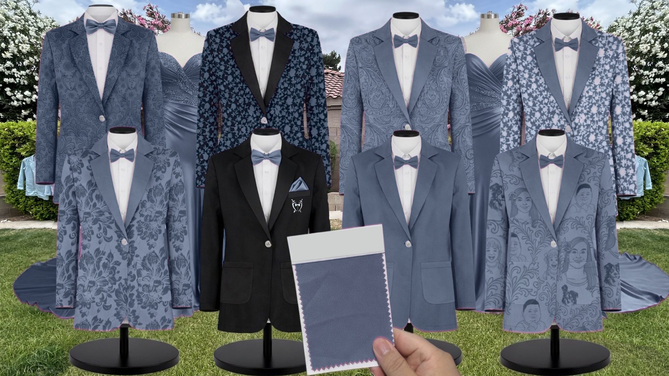 Azazie Stretch Satin Twilight Suit and Tuxedo – Exact Color Match for Azazie Dresses