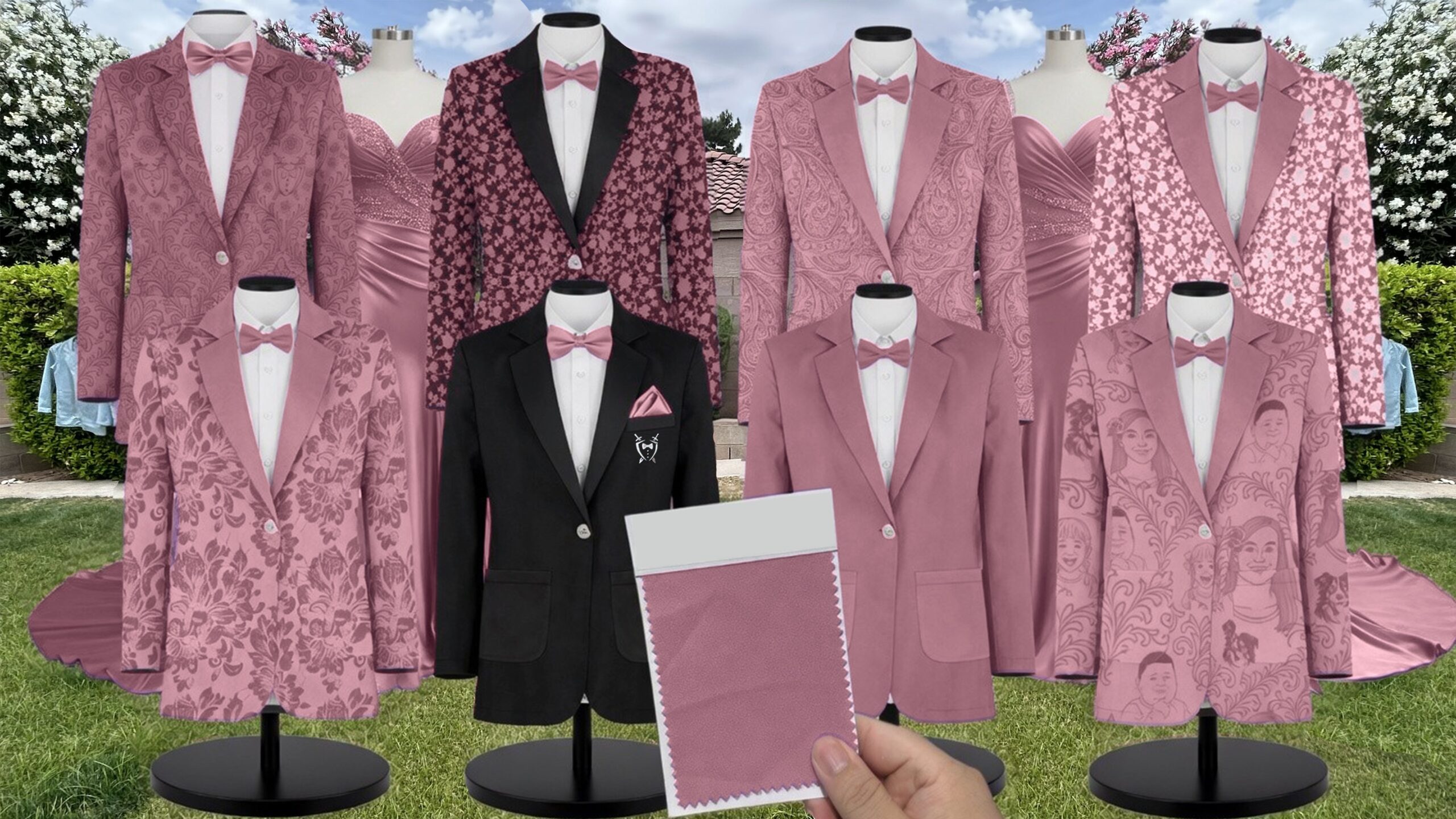 Azazie Mesh Vintage Mauve Suit and Tuxedo – Exact Color Match for Azazie Dresses
