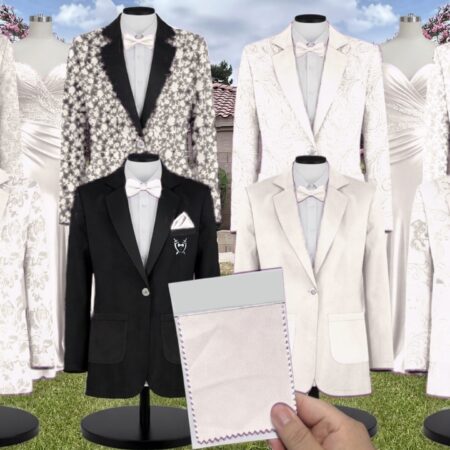 Azazie Chiffon White Alabaster Suit and Tuxedo – Exact Color Match for Azazie Dresses
