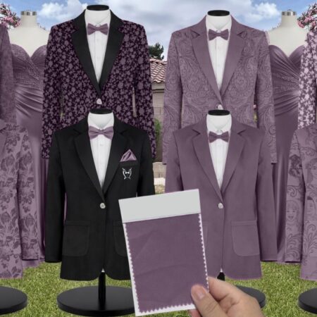 Wisteria Paisley Suit and Tuxedo – Exact Color Match for Azazie Wisteria Bridesmaid Dresses