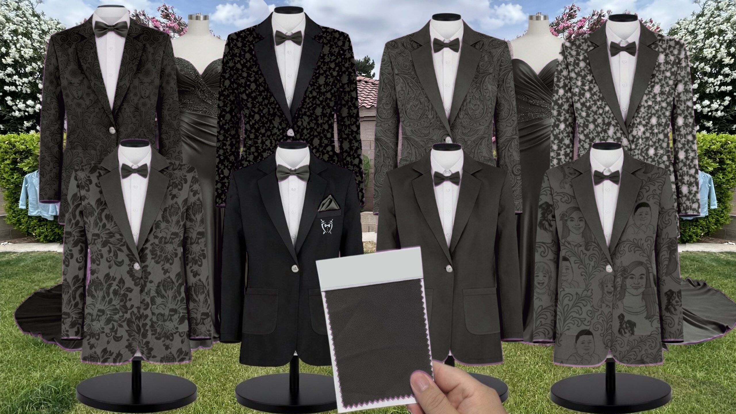 Azazie Chiffon Black Suit and Tuxedo – Exact Color Match for Azazie Dresses