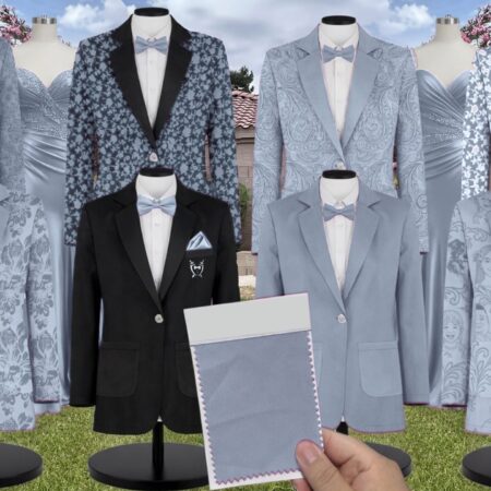 Azazie Refined Weave Suit Dusty Blue Suit and Tuxedo – Exact Color Match for Azazie Dresses