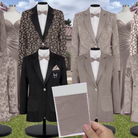 Azazie Mesh Taupe Suit and Tuxedo – Exact Color Match for Azazie Dresses