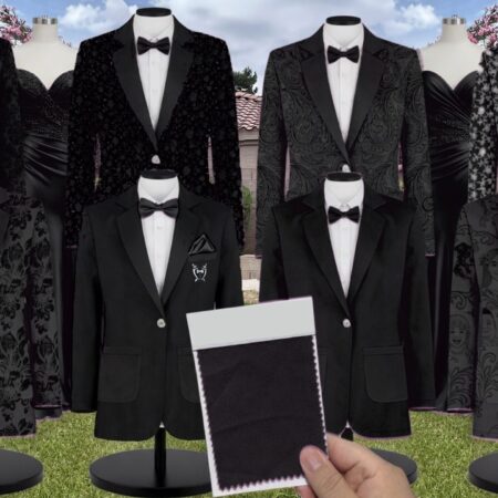 Black Birdie Chiffon Suit and Tuxedo – Exact Color Match for Baltic Born Bridesmaid Dresses
