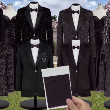 Black Esti Chiffon Suit and Tuxedo – Exact Color Match for Baltic Born Bridesmaid Dresses