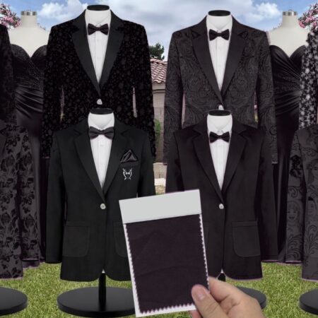 Black Giselle Chiffon Suit and Tuxedo – Exact Color Match for Baltic Born Bridesmaid Dresses