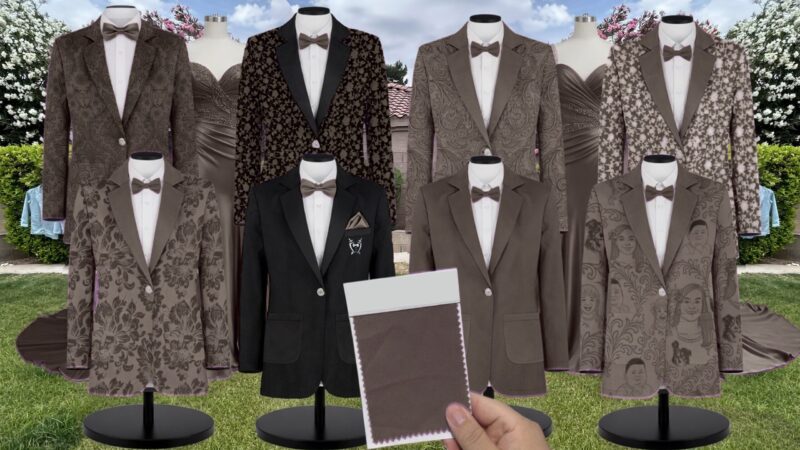 Black Gold Muse Sequin Suit and Tuxedo – Exact Color Match for Baltic Born Bridesmaid Dresses