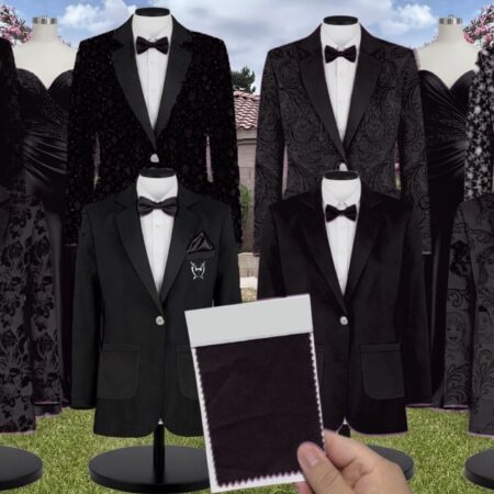 Black Naomi Chiffon Suit and Tuxedo – Exact Color Match for Baltic Born Bridesmaid Dresses