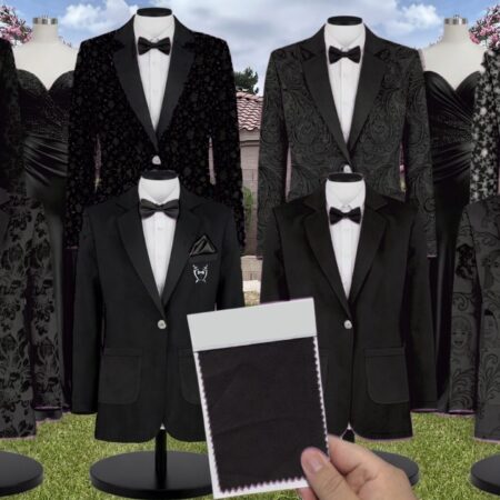 Black Sierra Chiffon Suit and Tuxedo – Exact Color Match for Baltic Born Bridesmaid Dresses