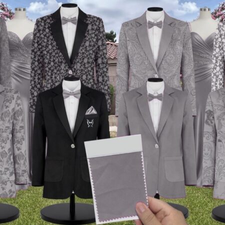 Black White Vines Suit and Tuxedo – Exact Color Match for Baltic Born Bridesmaid Dresses