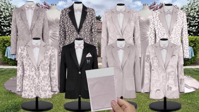 Champagne Krystal Satin Suit and Tuxedo – Exact Color Match for Baltic Born Bridesmaid Dresses