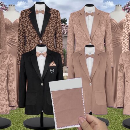 Champagne Marseille Embossed Suit and Tuxedo – Exact Color Match for Baltic Born Bridesmaid Dresses