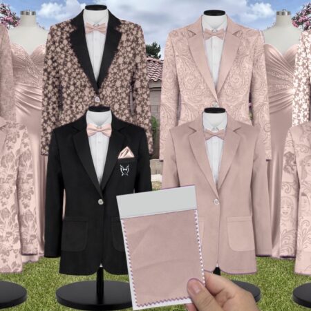 Champagne Vara Satin Suit and Tuxedo – Exact Color Match for Baltic Born Bridesmaid Dresses