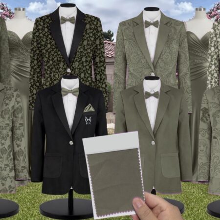 Dark Sage Elise Chiffon Suit and Tuxedo – Exact Color Match for Baltic Born Bridesmaid Dresses