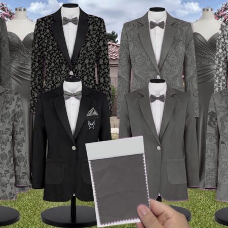 Dark Sage Kia Chiffon Suit and Tuxedo – Exact Color Match for Baltic Born Bridesmaid Dresses