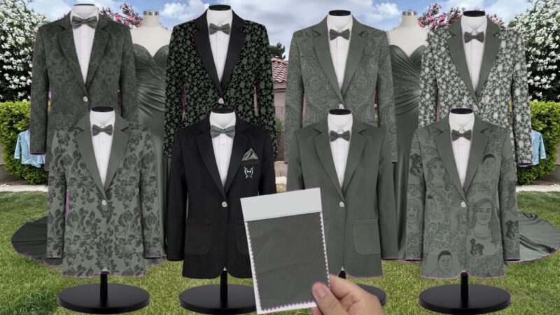 Dark Sage Naomi Chiffon Suit and Tuxedo – Exact Color Match for Baltic Born Bridesmaid Dresses