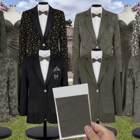 Dark Sage Ramona Chiffon Suit and Tuxedo – Exact Color Match for Baltic Born Bridesmaid Dresses