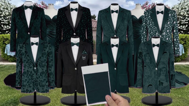 Emerald Tatiana Velvet Suit and Tuxedo – Exact Color Match for Baltic Born Bridesmaid Dresses