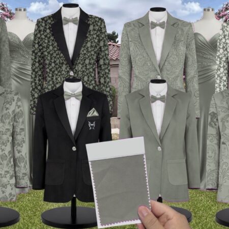 Eucalyptus Faye Chiffon Suit and Tuxedo – Exact Color Match for Baltic Born Bridesmaid Dresses
