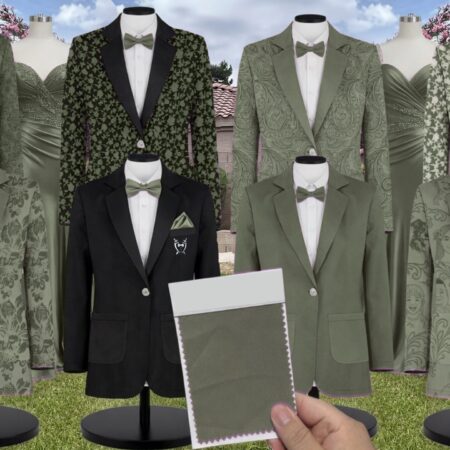 Eucalyptus Olivia Chiffon Suit and Tuxedo – Exact Color Match for Baltic Born Bridesmaid Dresses