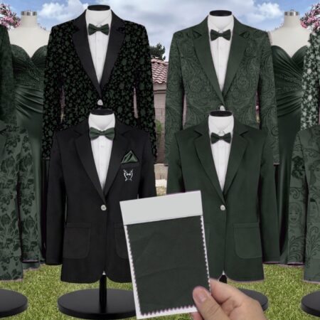 Evergreen Giselle Chiffon Suit and Tuxedo – Exact Color Match for Baltic Born Bridesmaid Dresses