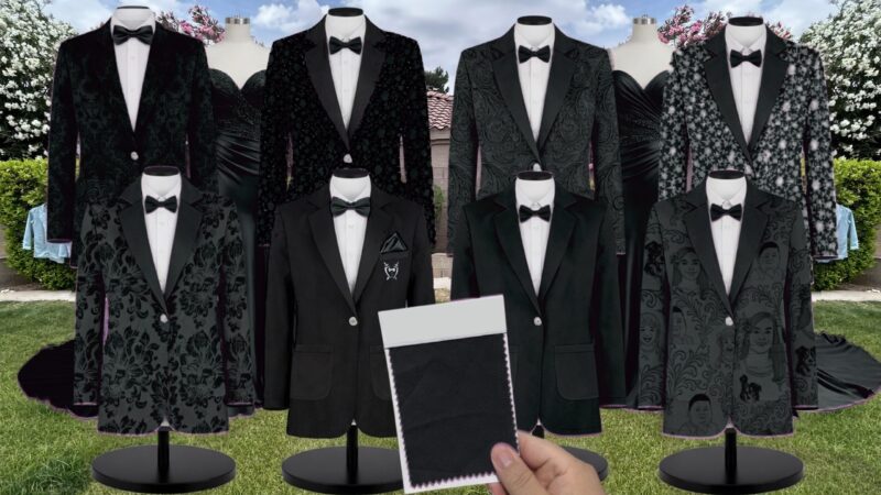 Green Marseille Embossed Suit and Tuxedo – Exact Color Match for Baltic Born Bridesmaid Dresses