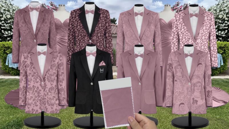 Lilac Floral Destiny Sequin Suit and Tuxedo – Exact Color Match for Baltic Born Bridesmaid Dresses