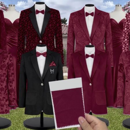 Mulberry Naomi Chiffon Suit and Tuxedo – Exact Color Match for Baltic Born Bridesmaid Dresses