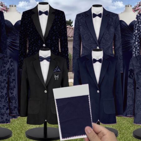 Navy Sierra Chiffon Suit and Tuxedo – Exact Color Match for Baltic Born Bridesmaid Dresses