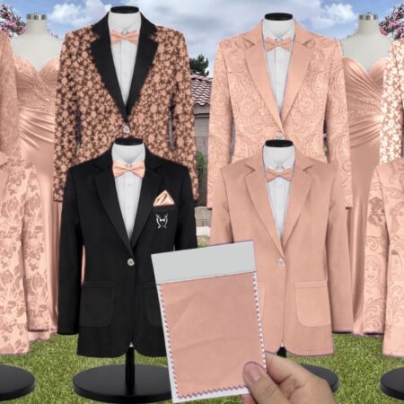 Nude Rose Marseille Embossed Suit and Tuxedo – Exact Color Match for Baltic Born Bridesmaid Dresses