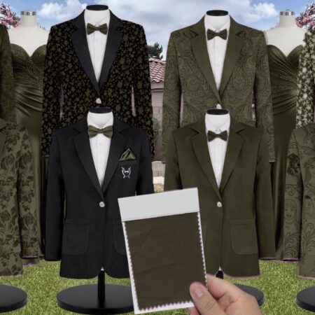 Olive Marseille Embossed Suit and Tuxedo – Exact Color Match for Baltic Born Bridesmaid Dresses