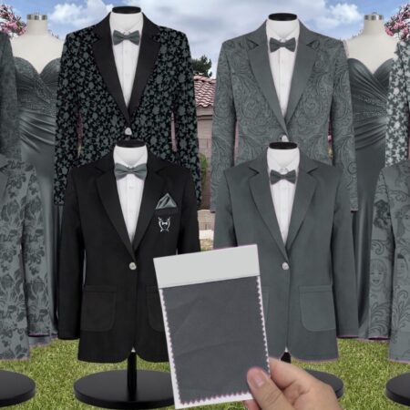 Slate Blue Veronica Velvet Suit and Tuxedo – Exact Color Match for Baltic Born Bridesmaid Dresses