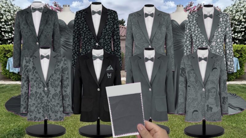 Slate Blue Veronica Velvet Suit and Tuxedo – Exact Color Match for Baltic Born Bridesmaid Dresses