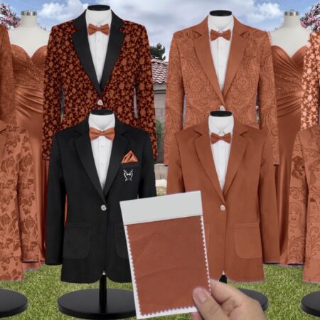 Spice Meghan Velvet Suit and Tuxedo – Exact Color Match for Baltic Born Bridesmaid Dresses