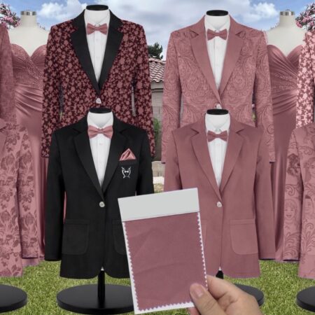 Vintage Plum Giselle Chiffon Suit and Tuxedo – Exact Color Match for Baltic Born Bridesmaid Dresses