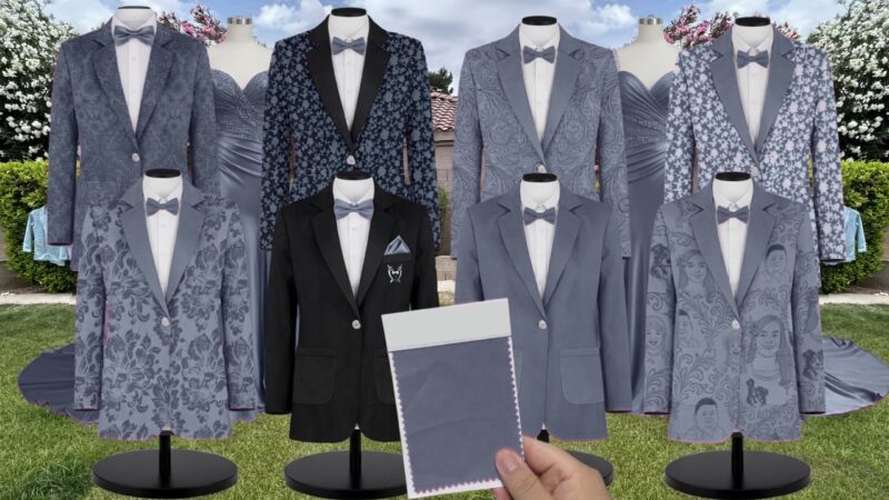 Whisper Blue Agnes Satin Suit and Tuxedo – Exact Color Match for Baltic Born Bridesmaid Dresses
