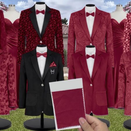 Wine Destiny Sequin Suit and Tuxedo – Exact Color Match for Baltic Born Bridesmaid Dresses