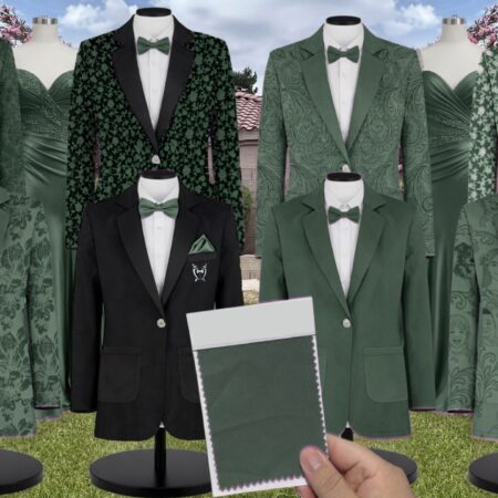 Winter Green Krystal Satin Suit and Tuxedo – Exact Color Match for Baltic Born Bridesmaid Dresses